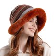 thumbnail image 1 of APEXFWDT Women Winter Fluffy Bucket Hat Rolled Brim Plush Cloche Hat with Fleece Lining Warm Fisherman Cap Ski Hat, 1 of 3