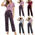 thumbnail image 1 of APEXFWDT Women's 2 Piece Plaid Pajama Set Short Sleeve Sleepwear Pj Set Top and Plaid Pants Sleepwear Lounge Sets, 1 of 5