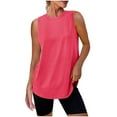 thumbnail image 1 of APEXFWDT Women's Active Sleeveless Crew Top - Moisture Wicking Sports Tank for Gym & Yoga in Solid Colors,L,Hot Pink, 1 of 8