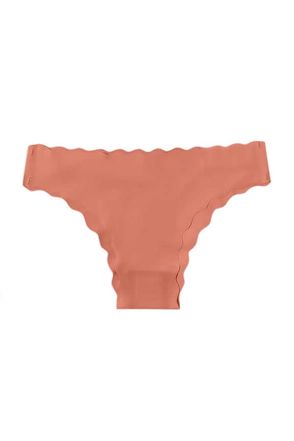 Women's Bikini Cut Thong Underwear - Breathable Wave Trim Panties Cheeky Coverage for Low Rise Jeans