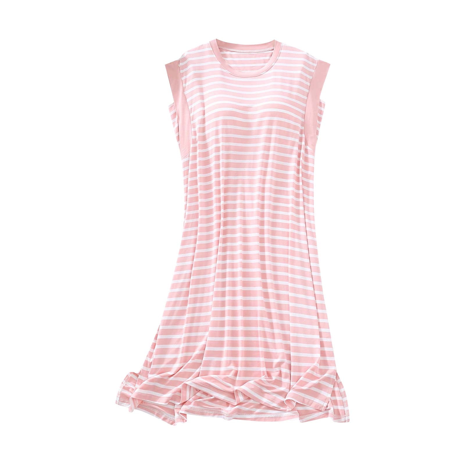 Nightgown nightdress with Inbuilt Bra Sleeves Stripes S to XL Plus Size available