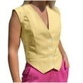 thumbnail image 1 of APEXFWDT Women's Business Button Up Sleeveless Vests V Neck Slim Fitted Jacket Waistcoat Dressy Casual Suit Jacket Versatile Vests, 1 of 4