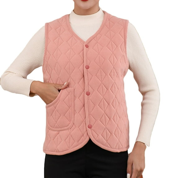 APEXFWDT Women's Button Down Fleece Vest, Plus Size Microfleece Soft Sleeveless Basic Vest Windproof Warm Vest with Pocket