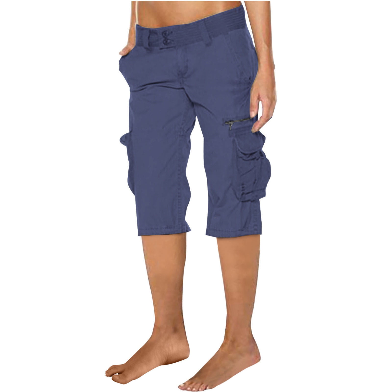 APEXFWDT Women's Cargo Capris Pants Multi Pockets Lightweight Travel ...