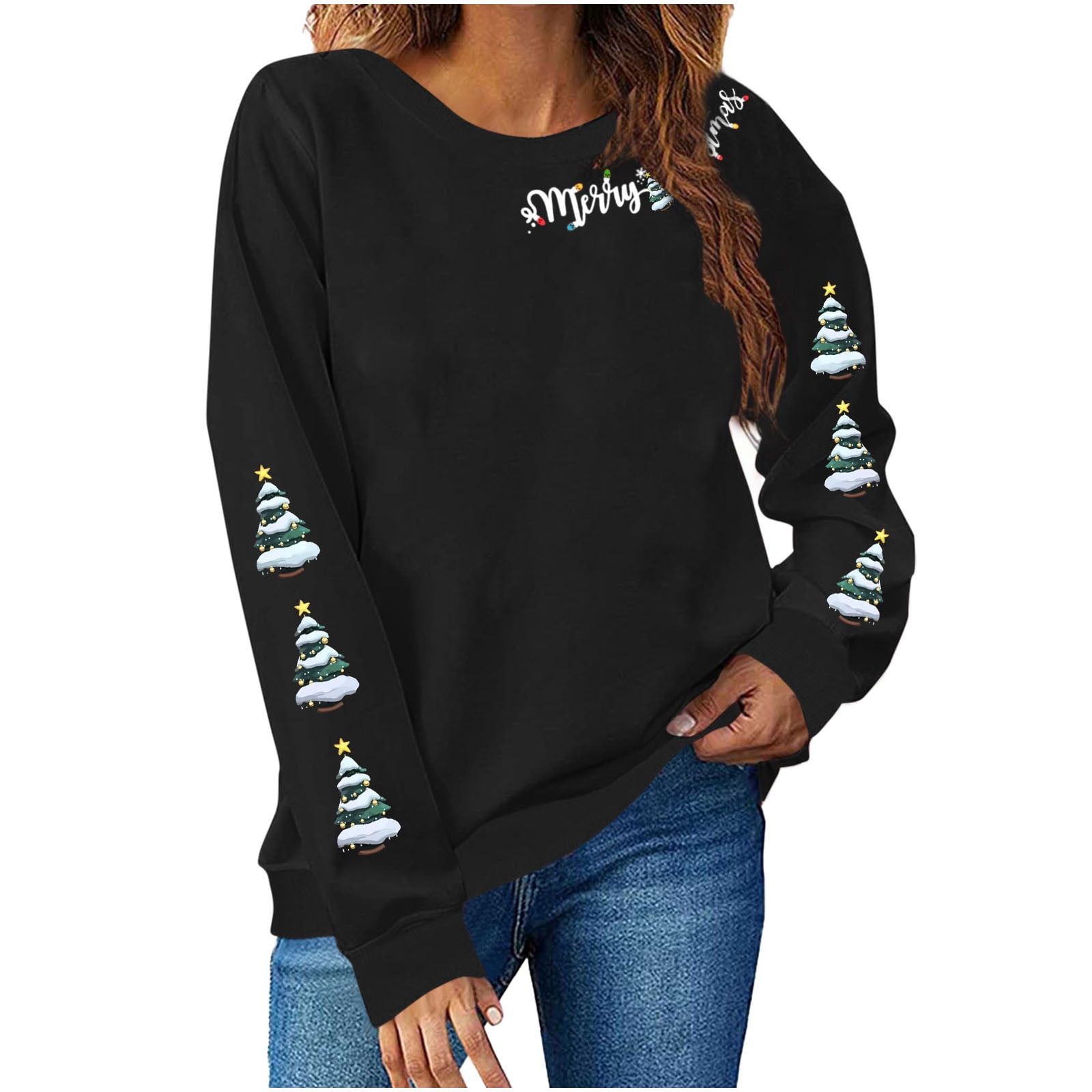 Winter Christmas Art Printed Crew Neck Sweatshirt main image 0