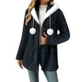 thumbnail image 1 of APEXFWDT Women's Christmas Fleece Hooded Jacket Fuzzy Button Down Warm Coat Fashionable Outerwear for Holiday Parties, 1 of 7