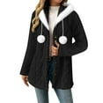 thumbnail image 1 of APEXFWDT Women's Christmas Fleece Hooded Jacket Fuzzy Button Down Warm Coat Fashionable Outerwear for Holiday Parties, 1 of 7