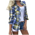 thumbnail image 1 of APEXFWDT Women's Classic Plaid Shirt Button Down Long Sleeve Shirts with Pockets Women Flannel Shackets Casual Blouse Top, 1 of 2