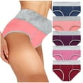thumbnail image 1 of APEXFWDT Women's Cotton Underwear M-5XL,Plus Size High Waist Stretch Briefs Soft Underpants Ladies Full Coverage Panties 5 Pack，Multicolor, 1 of 8