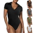 thumbnail image 1 of APEXFWDT Women's Deep V Neck Bodysuit Sexy Short Sleeve Tops Bodysuit for Women Clubwear for Going Out, 1 of 8