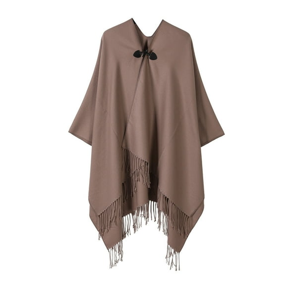 APEXFWDT Women's Elegant Shawl Wraps Soft Open Front Poncho Cape Sweater Casual Fringe Cardigan Shawls for Spring Fall Winter