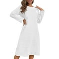 thumbnail image 1 of APEXFWDT Women's Flannel Nightgown Plush Warm Long Sleeve Knee-Length Pullover Sleep Dress Crewneck Nightdress for Fall Winter Daily Nighttime Wear, 1 of 7