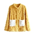 thumbnail image 1 of APEXFWDT Women’s Fleece Bed Jacket Button Down Color Block House Coat Sleeping Bed Jackets with Pockets, 1 of 8