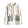 thumbnail image 1 of APEXFWDT Women’s Fleece Bed Jacket Button Down Color Block House Coat Sleeping Bed Jackets with Pockets, 1 of 8