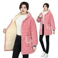 thumbnail image 1 of APEXFWDT Women's Fleece Bed Jacket Stylish Long Sleeves Hooded Jacket Warm Front Button Fleece Home Coat Outerwear with Pcokets for Women Homewear, 1 of 3