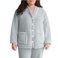 thumbnail image 1 of APEXFWDT Women's Fleece Fuzzy Cardigan Pajama Top Plus Size Button Down Bed Jacket Plush Soft Loungewear Winter, 1 of 8