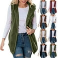 thumbnail image 1 of APEXFWDT Women's Fleece Hooded Vest Sleeveless Warm Winter Cardigan Jacket Outerwear for Daily Wear,XL,Black, 1 of 9