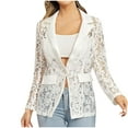 thumbnail image 1 of APEXFWDT Women's Floral Lace Jacket Mesh One Button Lapel Neck Long Sleeve Elegant Jacket Blazer Casual Fashion Slim Fit Jacket, 1 of 8