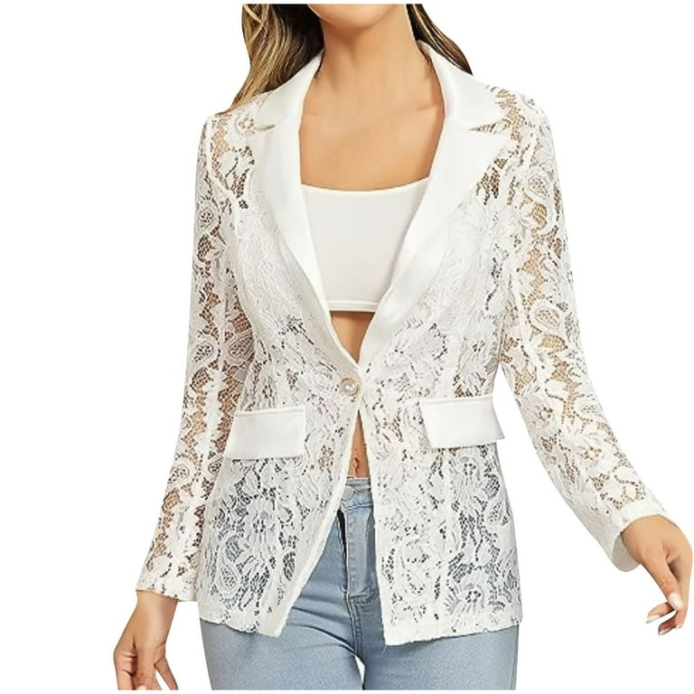 Slim-Fit Lace O-Neck Cropped Sleeve Coat Slim-Fit Lace O-Neck Cropped Sleeve Coat