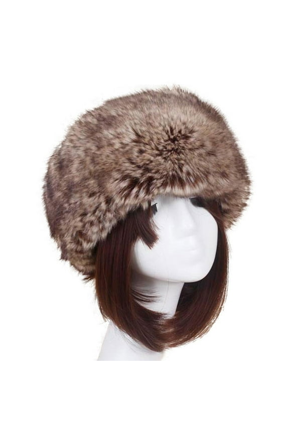 APEXFWDT Women's Fluffy Plush Hat for Winter Cossack Russian Style Warm Cap Ladies Classy Russian Hat for Women