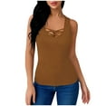 thumbnail image 1 of APEXFWDT Women's Front Cross Tank Top Sleeveless Fitted Summer Shirt,L,Khaki, 1 of 5