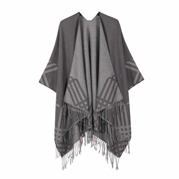 APEXFWDT Women's Front Shawl Wrap Poncho Ruana Cape Casual Fall Winter Cardigan Sweater Open Front for Travel Flight Cruises