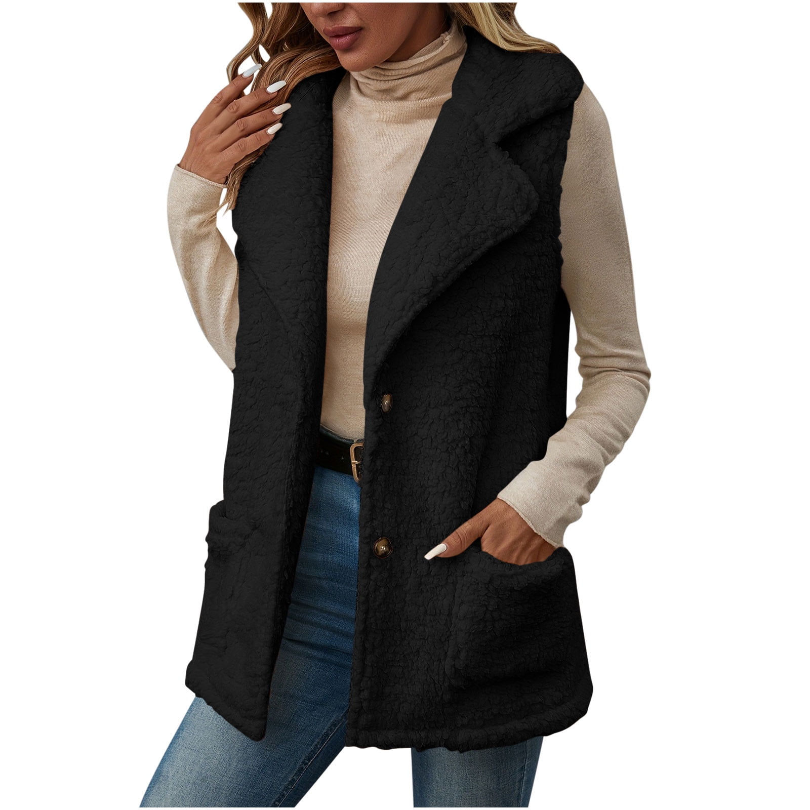 Ellen – Sleeveless Fuzzy Fleece Vest