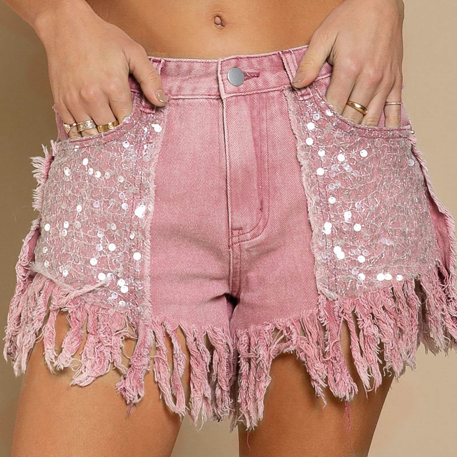 Sequin fringe clearance shorts