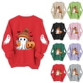 thumbnail image 1 of APEXFWDT Women's Halloween Crew Neck Sweatshirt, Cute Ghost Pumpkin Bat Graphic Long Sleeve Casual Pullover Tops, 1 of 4