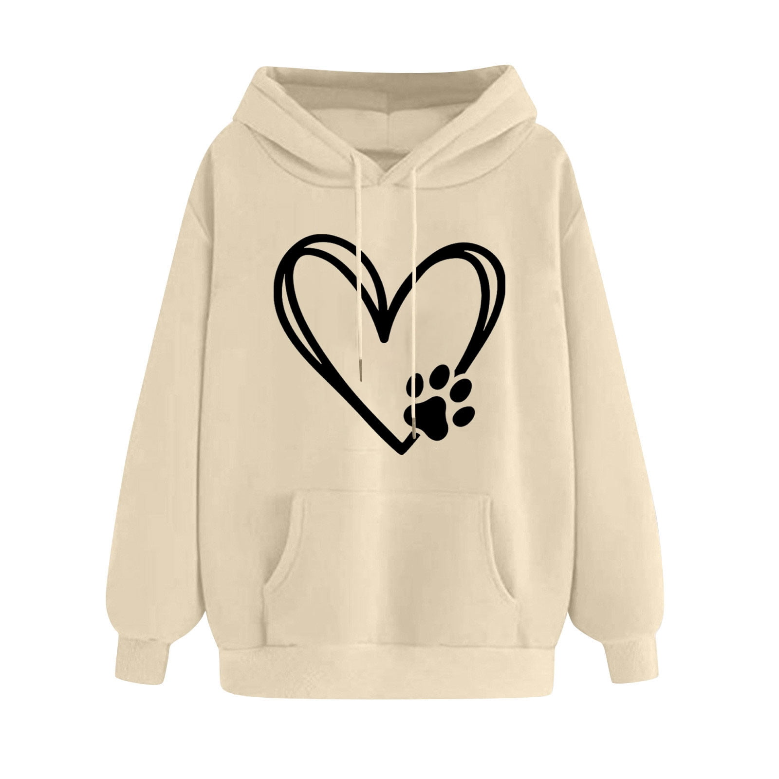 Fuzzy Heart Pocketed Dropped Shoulder Hoodie main image 1