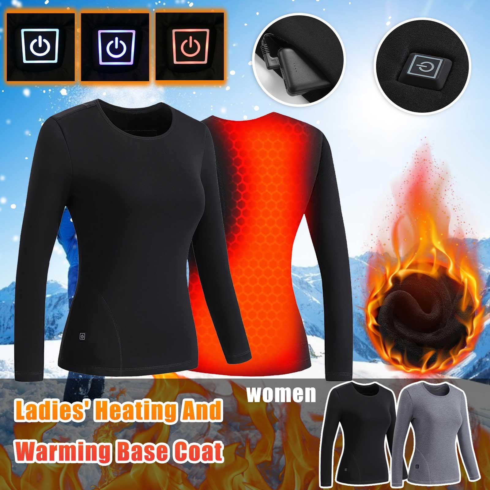 APEXFWDT Women's Heated Shirt Thermal Underwear, Winter Warm Base Layer