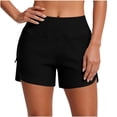 thumbnail image 1 of APEXFWDT Women's High Waisted Swim Board Shorts UPF 50+ Quick Dry Swim Bottom With Zipper Pockets,S,Black, 1 of 5