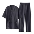 thumbnail image 1 of APEXFWDT Women's Japanese Style Two-Piece Suit Bathrobe Pajamas Kimono Robe Sleepwear for Women Short Sleeve Top with Pants Lounge Set, 1 of 2