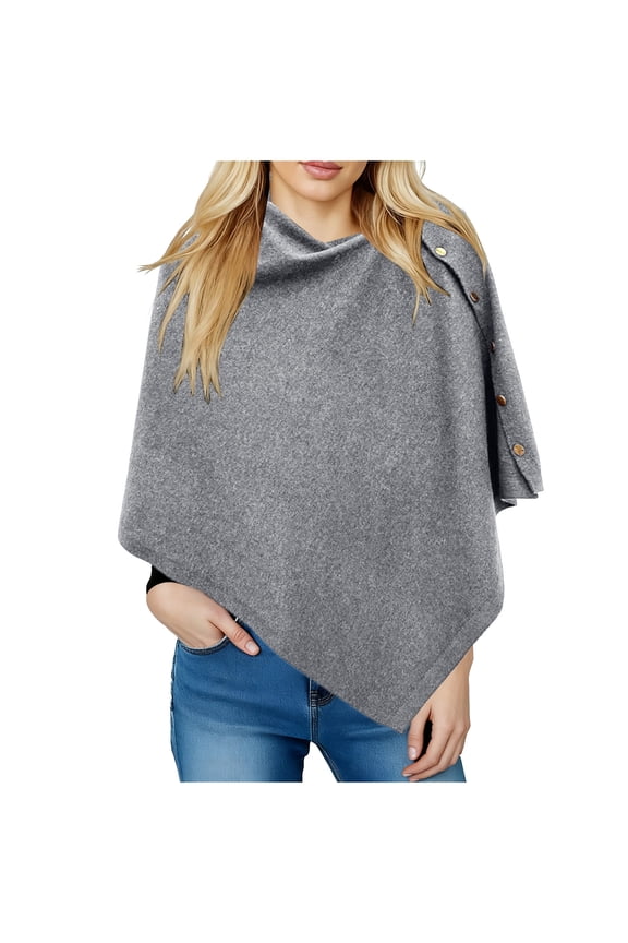 Women's Knitted Shawls Scarf Poncho Sweater with Buttons Lightweight Cozy Knit Shawl Wraps for Fall Winter