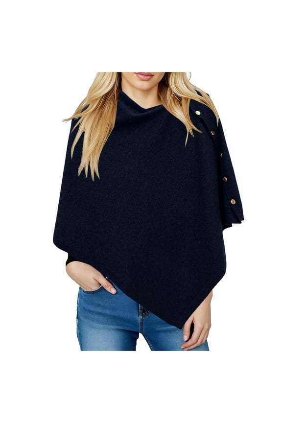 Women's Knitted Shawls Scarf Poncho Sweater with Buttons Lightweight Cozy Knit Shawl Wraps for Fall Winter