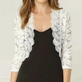thumbnail image 1 of APEXFWDT Women's Lace Cardigan Open Front Short Shrug Elegant Sheer Floral Cropped Bolero Tops Ruffle Collar 3/4 Sleeve Cardigan, 1 of 7