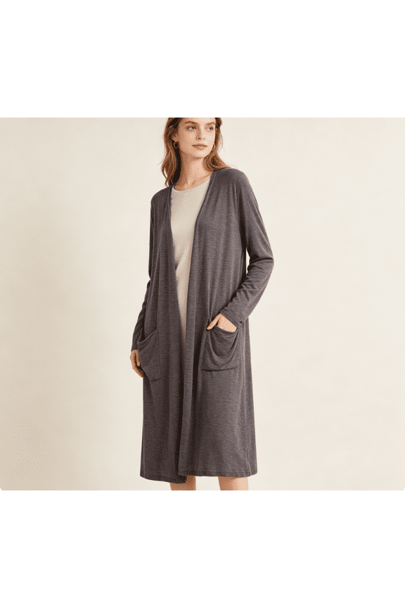 APEXFWDT Women's Lightweight Cardigan for Spring Summer Long Sleeve Open Front Solid Kimono Cover Up for Women Casual Maxi Dusters