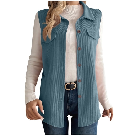 APEXFWDT Women's Lightweight Corduroy Vest - Collared Button-Down Sleeveless Casual Jacket for Spring Layering & Outdoor Picnics