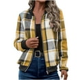 thumbnail image 1 of APEXFWDT Women's Lightweight Plaid Jacket Long Sleeve Zip Up Casual Baseball Coat for Spring/Fall Outings,S,Yellow, 1 of 8