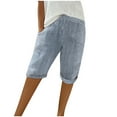 thumbnail image 1 of APEXFWDT Women's Long Casual Shorts Knee Length Striped Lightweight Shorts with Pockets Bermuda Shorts Loose Casual Walking Shorts S-3XL, 1 of 6