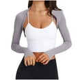 thumbnail image 1 of APEXFWDT Women's Long Sleeve Open Front Bolero Shrug Crop Top Cardigan Women Workout Cropped Shirts Sports Shrug ,Without Bra, 1 of 8