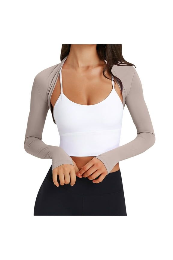 Women's Long Sleeve Open Front Bolero Shrug Crop Top Cardigan Women Workout Cropped Shirts Sports Shrug ,Without Bra