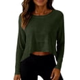 thumbnail image 1 of APEXFWDT Women's Long Sleeve Workout Crop Tops Athletic Running Yoga T-Shirts,L,Army Green, 1 of 8