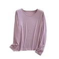 thumbnail image 1 of APEXFWDT Women's Long Sleeves Lounge Pajama Top Crewneck Basic Shirts Base Layer Loose Fit Tunic Lightweight Solid Soft Pajama Tops, 1 of 9