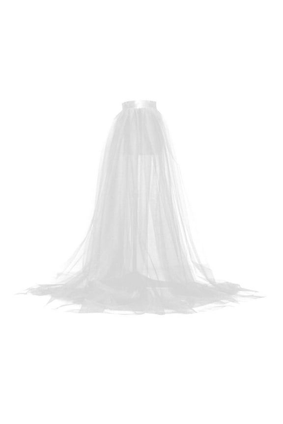 APEXFWDT Women's Long Tutu Tulle Bustle Skirt Elastic Waist Party Skirt Adult Bride Long Maxi Prom Party Evening Tulle Skirt