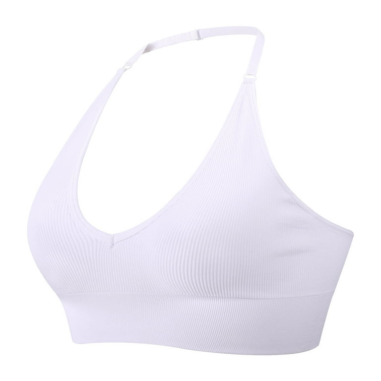 APEXFWDT Women's Longline Halter Neck Sports Bra Wirefree Padded Rib  Support Yoga Bras Gym Running Workout Tank Tops 