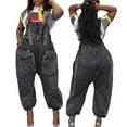 thumbnail image 1 of APEXFWDT Women's Loose Baggy Denim Overalls Adjusted Strap Casual Distressed Jumpsuit Rompers Women Jeans Cropped Pants Overalls Jumpsuits, 1 of 8