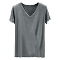 thumbnail image 1 of APEXFWDT Women's Loungewear T-Shirt Short Sleeve V-Neck Soft Summer Pajama Top,S,Gray, 1 of 4