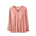 thumbnail image 1 of APEXFWDT Women's Modal Long Sleeve Basic T-Shirts Built-in-Bra Crew Neck Loose Yoga Tops Lounge Pajama Top Base Layer Shirt, 1 of 3