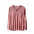 thumbnail image 1 of APEXFWDT Women's Modal Long Sleeve Basic T-Shirts Built-in-Bra Crew Neck Loose Yoga Tops Lounge Pajama Top Base Layer Shirt, 1 of 3